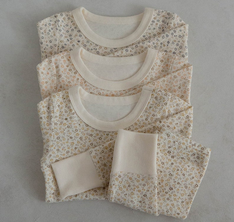 Kids Toddler Cotton Floral Print Long Sleeve Top and Pants Set , Soft Snug Fit Fall Winter Cotton Set