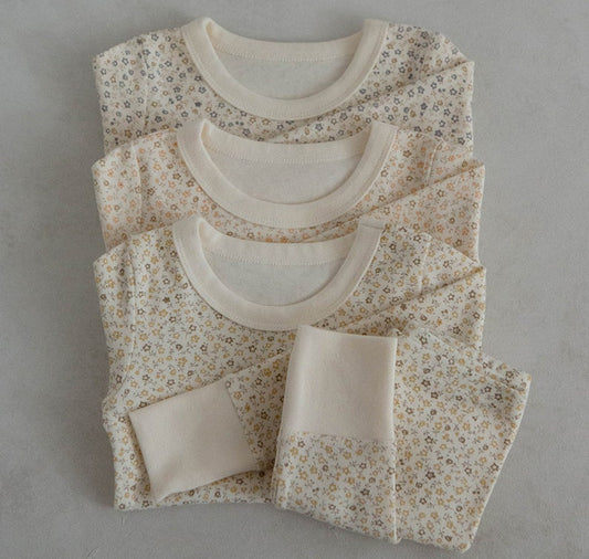 Kids Toddler Cotton Floral Print Long Sleeve Top and Pants Set , Soft Snug Fit Fall Winter Cotton Set